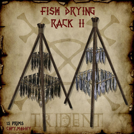 Second Life Marketplace Fish Drying Rack II
